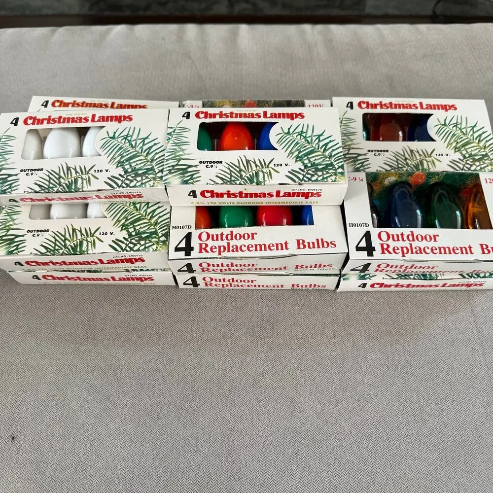 Vintage C9 Christmas Light Replacement Bulbs 4 Packs Multicolor White Lot of 52